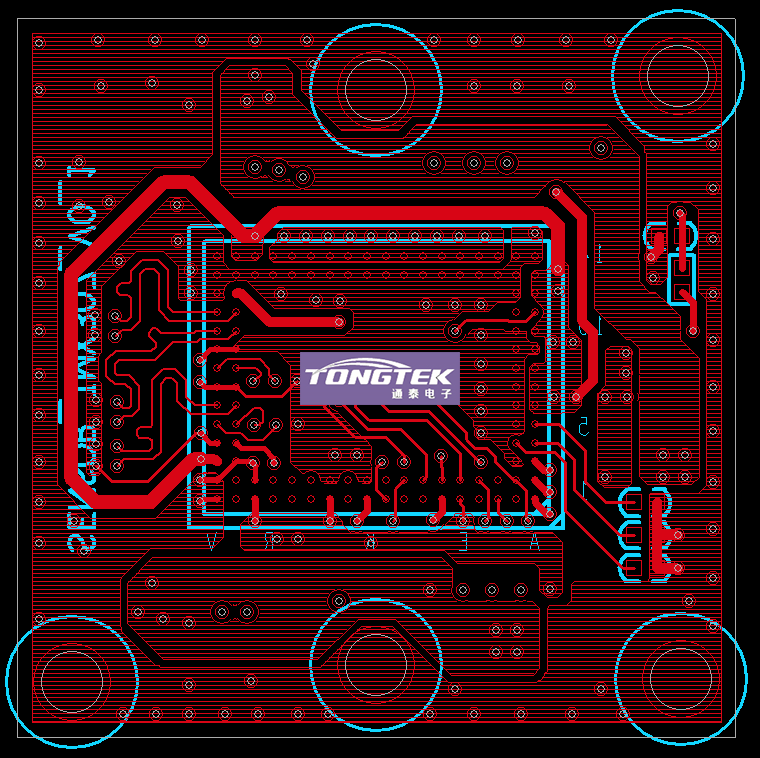 pcb layout bottom层展示pcb layout top层展示最小线距:4mil最小线宽